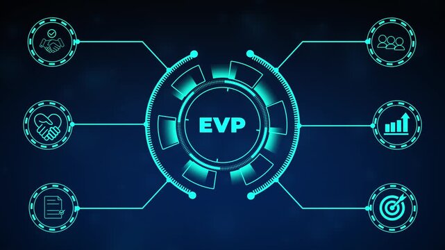 Employee value proposition (EVP) strategy concept. Attract, motivate and retain talented employees in a competitive job market through the corporate culture and benefits offering.
