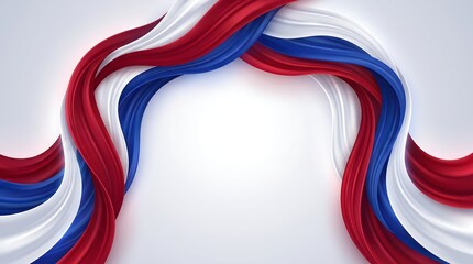 Fototapeta premium Abstract Wavy Red White and Blue Silk Ribbons Background for Patriotic National Day Celebration