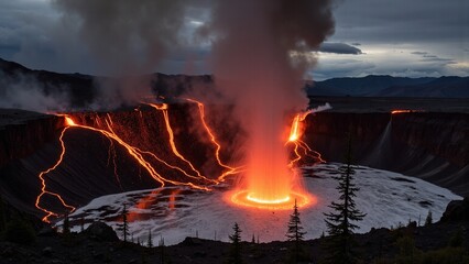Fototapeta premium Fiery Volcanic Landscape
