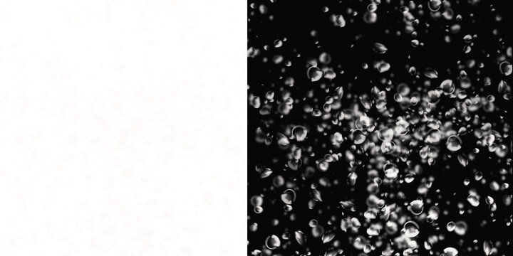 Water droplets falling down on transparent background