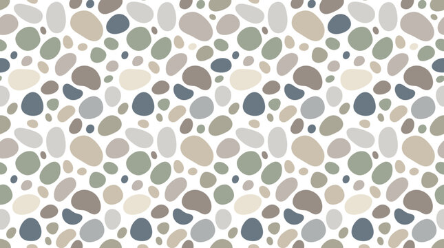 Seamless pattern of smooth pebbles in muted earth tones