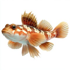 Fototapeta premium Orange And Brown Spotted Sculpin Fish Isolated On A Pure White Background