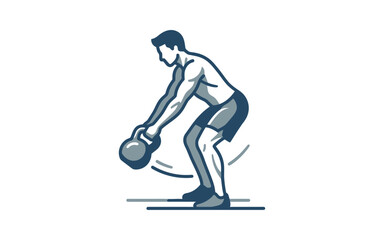 Fototapeta premium Kettlebell Swing Exercise Vector Illustration