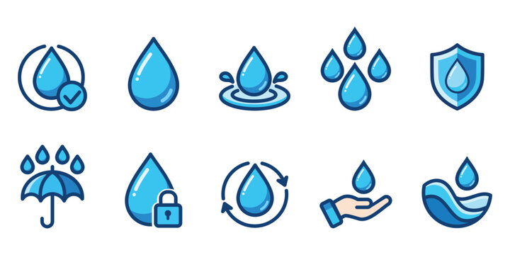 Water Icon Set, protection from water