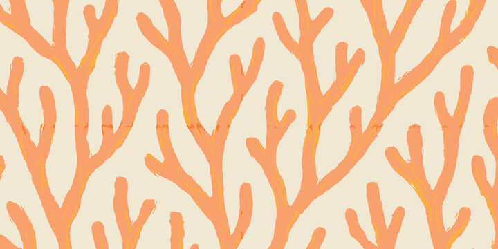 Hand drawn sea coral pattern background for nautical and marine life inspired decorative designs.
