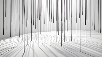 Obraz premium Black vertical lines on white background with shadows