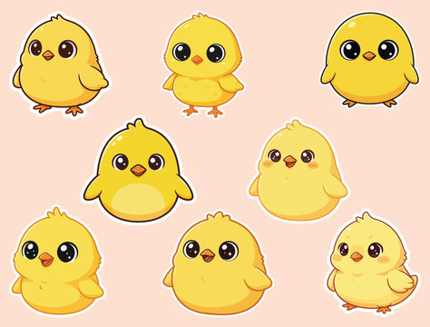YELLOW CARTOON CHICK STICKER