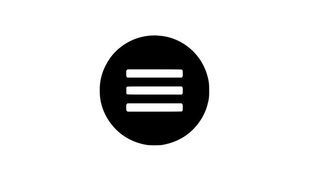 Modern Circular Hamburger Menu Button Icon Vector for Mobile and Web Interface