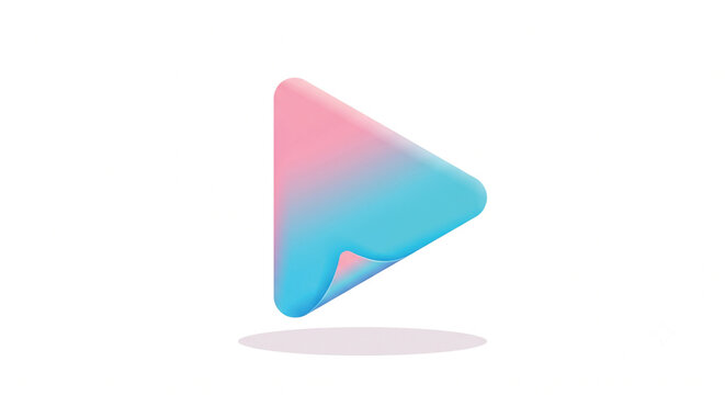 3D gradient play button and right directional arrow icon in pastel pink and blue colors