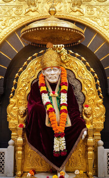 piritual Portrait of Indian Saint Shirdi Sai Baba with Holy Glow