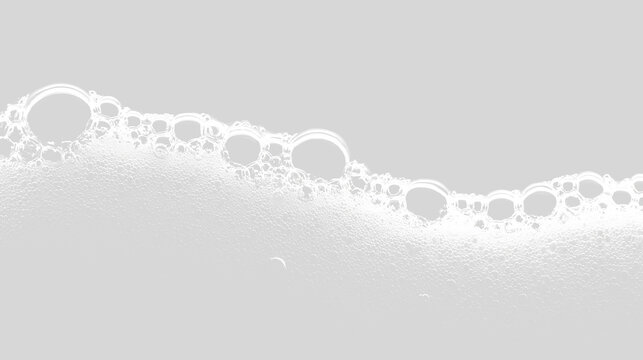 White soap foam and bubbles on a transparent background. Clean soapy lather wave for cosmetic or hygiene product design. Vector illustration of shampoo suds