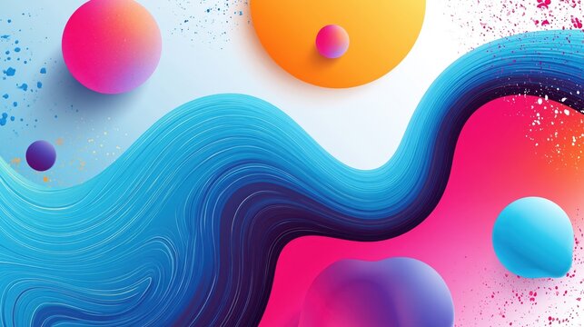 Abstract colorful wave and spheres geometric fluid background