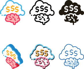 Obraz premium Thoughts on Making Money Icon Vector. Outline Thoughts on Making Money Sign. Isolated styles Contour Symbol