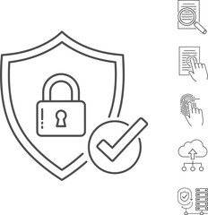 Obraz premium Data privacy and cyber security line icons