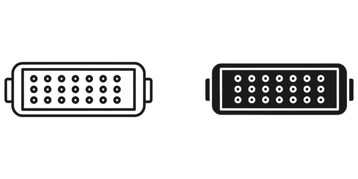 Digital Visual Interface connector icon with pin array on white background