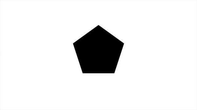 Geometric pentagon shape scale-up transition animation loop from white to black background