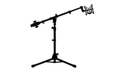 Boom Microphone Stand Vector Illustration Isolated for Recording Studio and Podcast Equipment © Md Humaun