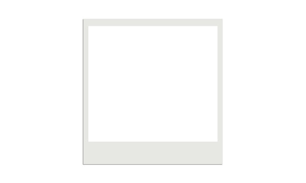 Single white polaroid style photo frame isolated on transparent background for creative scrapbooking and photography.