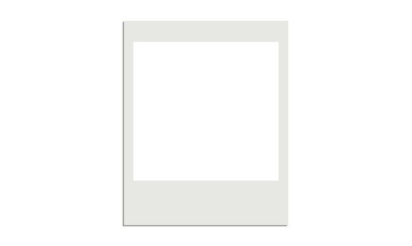 Large vertical white polaroid style photo frame isolated on transparent background for creative scrapbooking design.