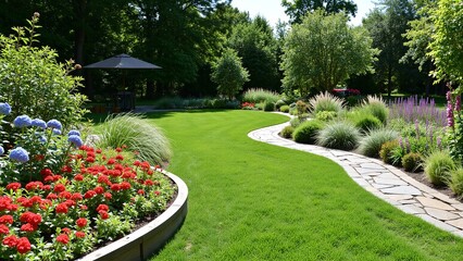 Fototapeta premium Lush Perennial Garden Landscape