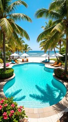 Fototapeta premium Tropical Resort Poolside Haven