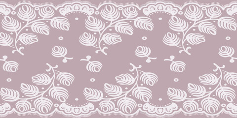 Elegant White Lace Floral Pattern on Mauve Background. © AsyfaNur