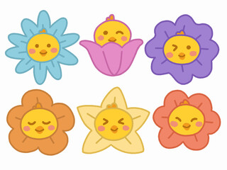 Naklejka premium collection of cute chicken, yellow happy chick vector elements
