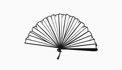 Black handheld folding decorative fan. © Putra