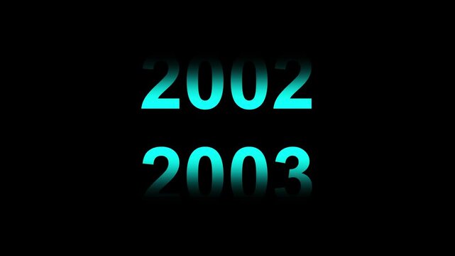 Dynamic scrolling progression timeline animation of 2000 to 2010 years. Scrolling Timeline 2010 Text Animation on Black Background. 4k