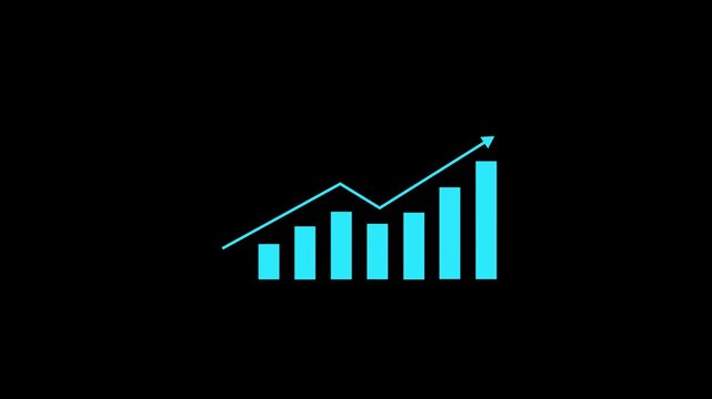 Motion animated footage. Statistics bars columns growth, arrow up. Finance, Bar graph going up, Profit concept, positive increase chart. Motion graphics of business graph concept. 4k motion video.