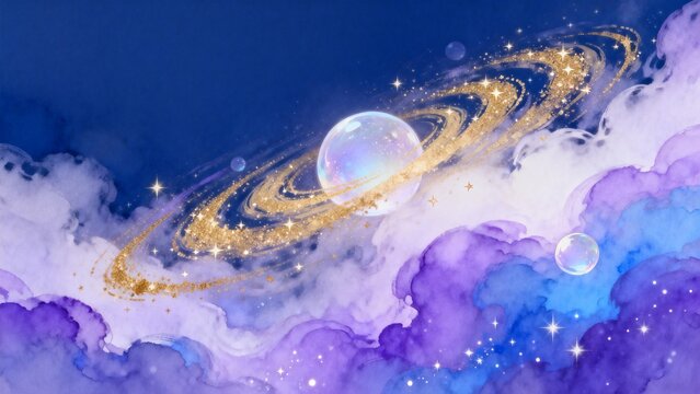 Cosmic galaxy with stars and clouds