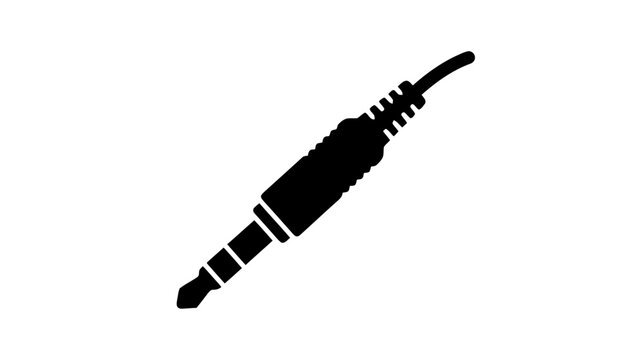 Vector illustration of audio jack plug icon silhouette on a transparent background