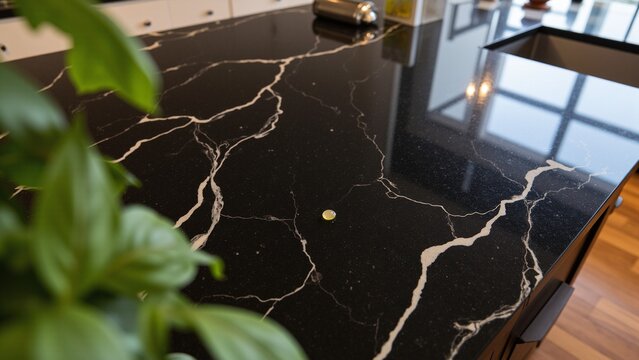 Elegant Black Marble Countertop