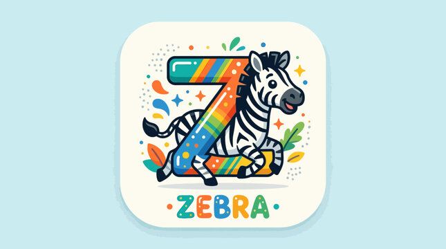Colorful Zebra Cartoon Character Design.