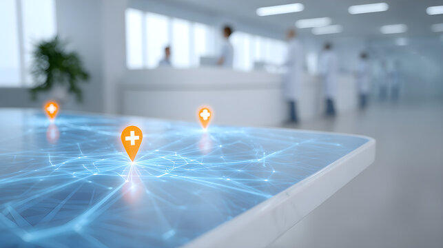 Futuristic Digital Healthcare Navigation With Location Markers