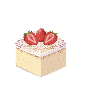 Hand drawn illustration of a moist white chocolate tres leches cake