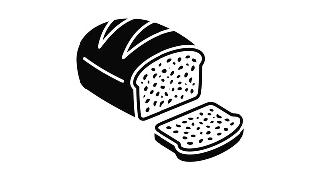 Vector illustration of vector icon of a loaf of bread with a slice on a transparent background