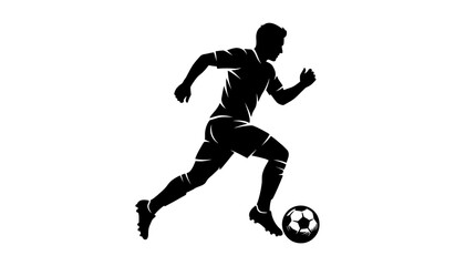 Fototapeta premium Soccer Soccer player silhouette, kicking ball, sports icon, football illustration, athletic design element isolated on Transparent Background Vactor EPS