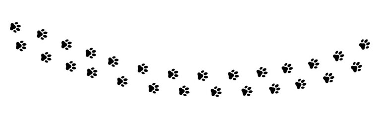 Paw print foot trail vector, pet animal dog and cat footprint for tracking and long path illustration.  © Robin