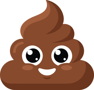 Cute brown poop emoji character with smiling face vector illustration