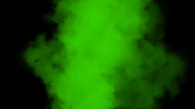 Green colored smoke cloud texture on dark background