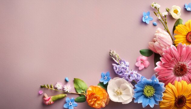 Spring Flowers On Paper Background