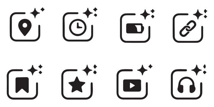 Collection of Artificial Intelligence or Generative AI logo icon Gradient Icon for app and web vector stock illustration
