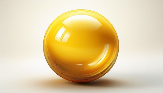 A Simple Glossy Yellow Sphere On A White Background Representing Brightness And Cheerfulness