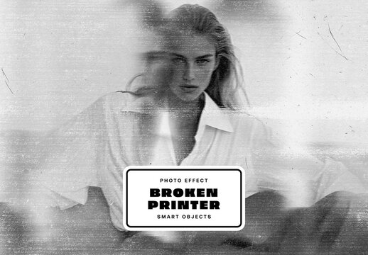 Broken Printer Photo Effect For Poster And Social Media Design