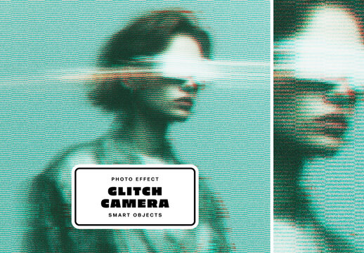 Glitch Camera Photo Effect For Poster And Social Media Design