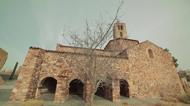 Seu Egara church crane jib traveling Polecam parallax Terrassa up 2