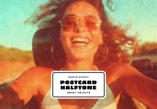 Postcard Halftone Photo Effect For Poster And Social Media Design