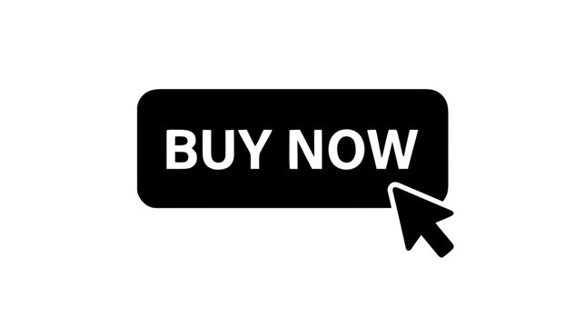 Vector illustration of buy now button icon with mouse cursor pointer on a transparent background