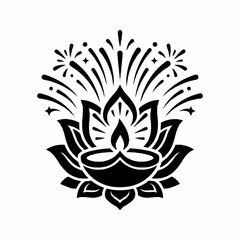 Fototapeta premium Black Lotus Flower Diwali Symbol.